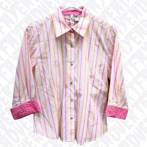 Stripes and Polka Dots Button Up Blouse